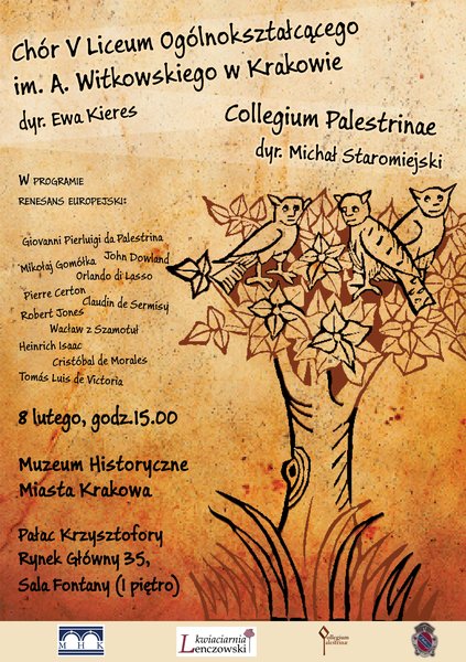 <p>Program koncertu chóru V LO w Krakowie i Collegium Palestrinae</p> 